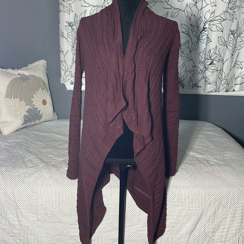 Athleta Asymmetrical Open Front Cotton Cashmere Blend Cardigan